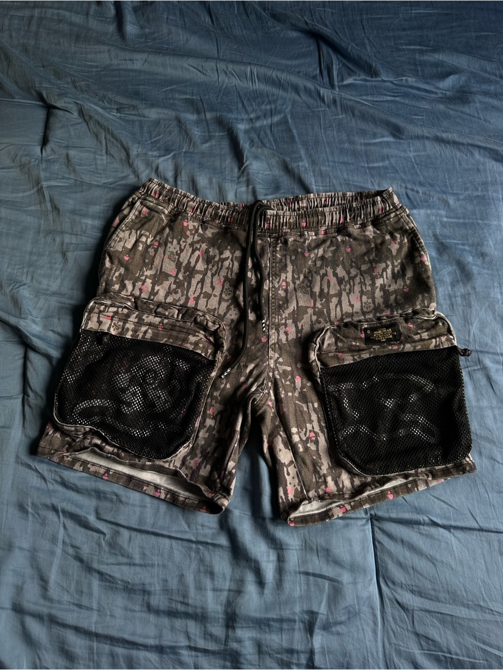 Icecream Men's Strawberry Shorts Camo with Black Mesh Pockets and Pink Accents